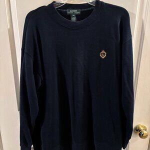 Lauren Ralph Lauren Navy Blue Crew Neck Sweatshirt ~ Medium ~ Embroidered Logo